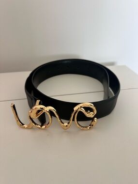 ZARA Belt with Gold 'Love' Buckle